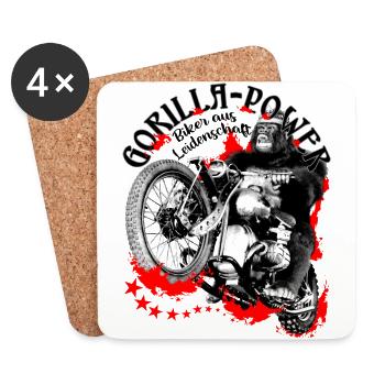 Gorilla Biker- Biker aus Leidenschaft - Untersetzer (4er-Set) - Weiß - Vorne