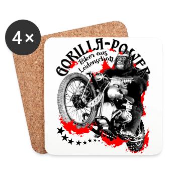 Gorilla-Power, Biker aus Leidenschaft - Untersetzer (4er-Set) - Weiß - Vorne