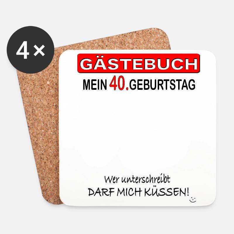 40. Geburtstag I Runder Geburtstag Geschenk Idee - Untersetzer (4er-Set) - Weiß