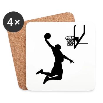 Basket basket basket-ball saut panier Slamdunk - Dessous de verre (lot de 4) - blanc - Devant