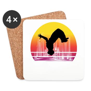 Parkour Backflip Siluette Freerunning Gift - Coasters (set of 4) - white - Front