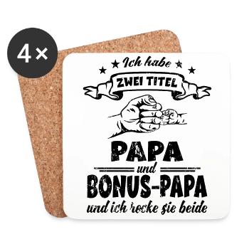 Bonus Papa Vatertag Geschenk - Untersetzer (4er-Set) - Weiß - Vorne