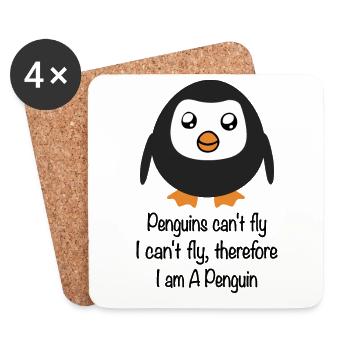 Pinguin Geschenk - Untersetzer (4er-Set) - Weiß - Vorne