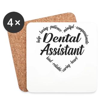 Dental Assistant Heart Word Cloud - Dessous de verre (lot de 4) - blanc - Devant