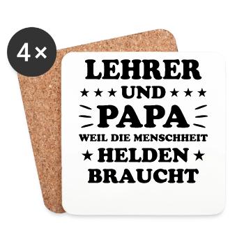 Lehrer Lustiges Spruch Schule Unterricht Geschenk - Untersetzer (4er-Set) - Weiß - Vorne