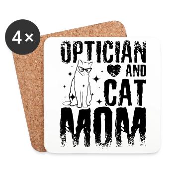 Optician and cat mom - Untersetzer (4er-Set) - Weiß - Vorne