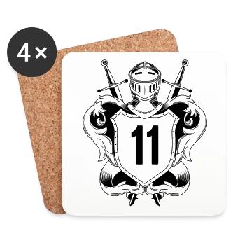 11 Zahl Wappen - Untersetzer (4er-Set) - Weiß - Vorne