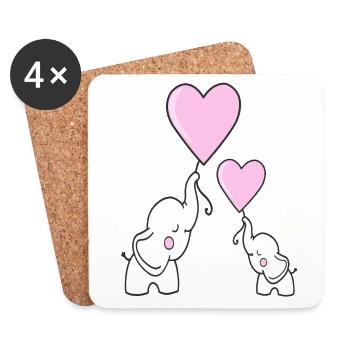 Baby Elephant Little Sister Newborn Sister - Coasters (set of 4) - white - Front