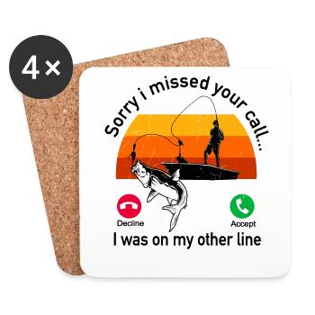 Fishing Fishing Frogfish - Fischer Phone Call - Coasters (set of 4) - white - Front