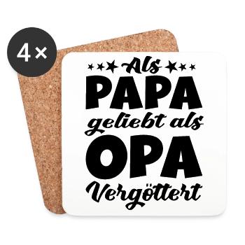 Als Papa geliebt als Opa vergöttert - Großvater - Untersetzer (4er-Set) - Weiß - Vorne