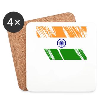 Indien Flagge - Untersetzer (4er-Set) - Weiß - Vorne