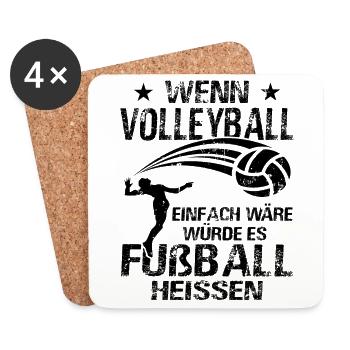 Volleyball Volleyballer - Beachvolleyball - Untersetzer (4er-Set) - Weiß - Vorne