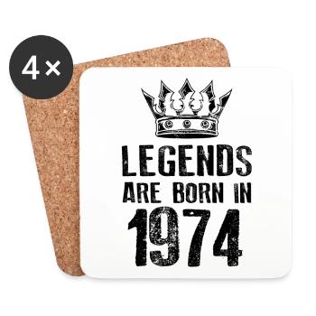 1974 legends born in - Dessous de verre (lot de 4) - blanc - Devant