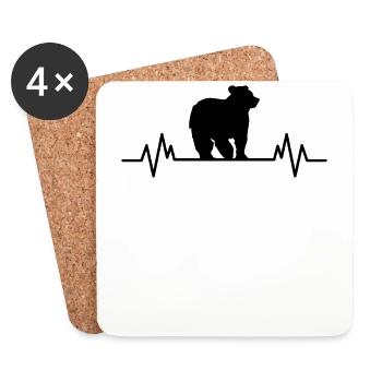 Bear Heartbeat Nature Environmental Protection Bear Gift - Coasters (set of 4) - white - Front