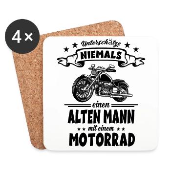 Alten Mann auf einem Motorrad - Motorradfahrer Opa - Untersetzer (4er-Set) - Weiß - Vorne