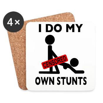 I Do All My Own Stunts Stick Figure Sex - Coasters (set of 4) - white - Front