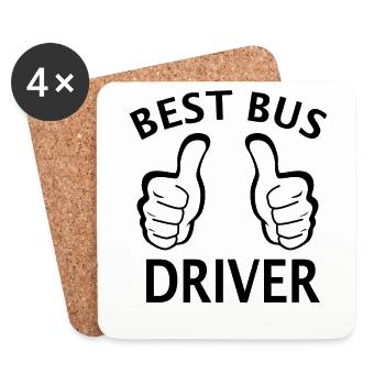 Best Bus Driver - Kinder Schulbusfahrer Busfahrer - Untersetzer (4er-Set) - Weiß - Vorne