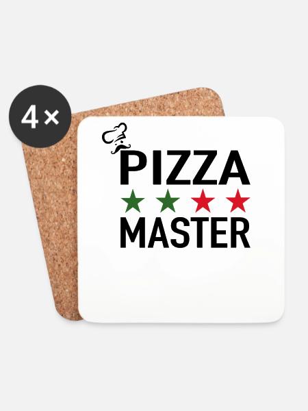 Pizza Master Pizza Chefkoch Italienische Pizza - Untersetzer (4er-Set) - Weiß
