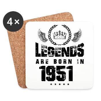 1951 legends born in - Dessous de verre (lot de 4) - blanc - Devant