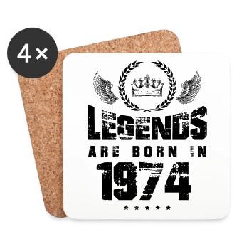 1974 legends born in - Dessous de verre (lot de 4) - blanc - Devant