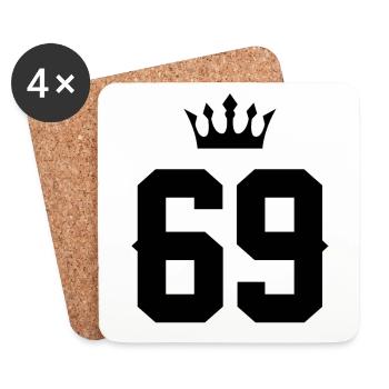 69 Zahl Krone - Untersetzer (4er-Set) - Weiß - Vorne