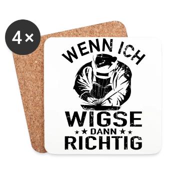 Schweißfachmann WIG Schweißer Schlosser Geschenk - Untersetzer (4er-Set) - Weiß - Vorne
