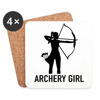 Bogenschützen Bogenschießen - Archery Girl - Untersetzer (4er-Set) - Weiß - Vorne