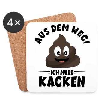 Aus dem weg ich muss Kacken - Scheißhaufen - Untersetzer (4er-Set) - Weiß - Vorne