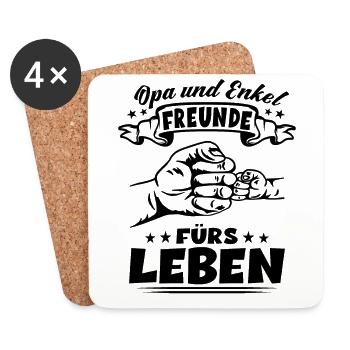 Opa und Enkel Freunde fürs Leben - Opa Großvater - Untersetzer (4er-Set) - Weiß - Vorne