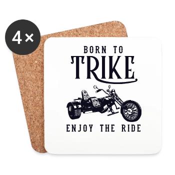 Born to Trike Three-Wheeled Motorcycle Motorbike - Coasters (set of 4) - white - Front