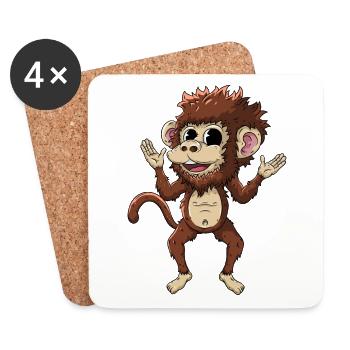 Affe - Untersetzer (4er-Set) - Weiß - Vorne