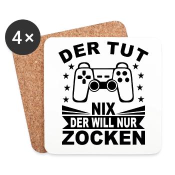 Games Gamer Zocker Der tut nix der will nur Zocken - Untersetzer (4er-Set) - Weiß - Vorne