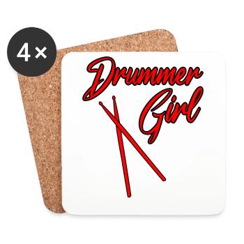 Drummer Girl - Dessous de verre (lot de 4) - blanc - Devant