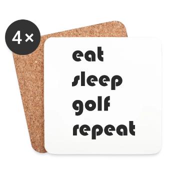 Golf - eat sleep golf repeat - Coasters (set of 4) - white - Front
