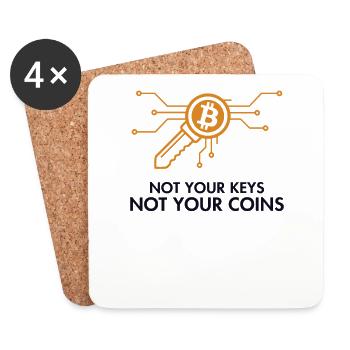 Not Your Keys Not Your Coins Crypto Kryptowährung - Untersetzer (4er-Set) - Weiß - Vorne