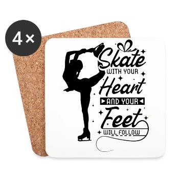 Heart Eiskunstlauf - Untersetzer (4er-Set) - Weiß - Vorne
