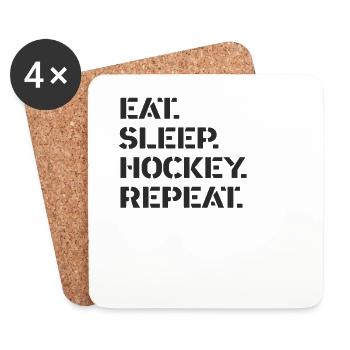 Hockey - eat sleep hockey repeat - Untersetzer (4er-Set) - Weiß - Vorne