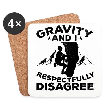 Gravity et moi respectueusement en désaccord - Bouldering - Dessous de verre (lot de 4) - blanc - Devant