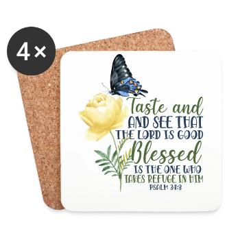 Christian Bible Verse Quote - Untersetzer (4er-Set) - Weiß - Vorne