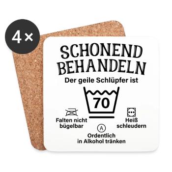 Schonend Behandeln Geiler Schlüpfer 70. Geburtstag - Untersetzer (4er-Set) - Weiß - Vorne