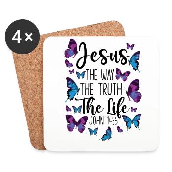 Christian Bible Verse Quote - Untersetzer (4er-Set) - Weiß - Vorne