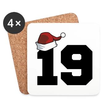 19 Zahl Weihnachten - Untersetzer (4er-Set) - Weiß - Vorne