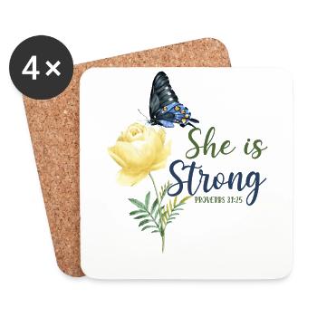 Christian Bible Verse Butterfly - Untersetzer (4er-Set) - Weiß - Vorne