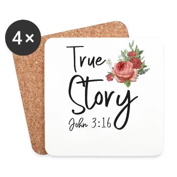 Christian Bible Verse Quote Rose - Untersetzer (4er-Set) - Weiß - Vorne