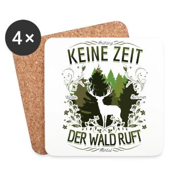 Pas de temps que la forêt appelle les cerfs la saison d’automne - Dessous de verre (lot de 4) - blanc - Devant