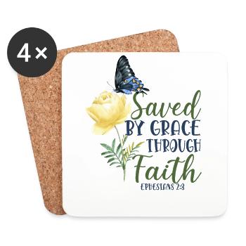 Christian Bible Verse Butterfly - Untersetzer (4er-Set) - Weiß - Vorne