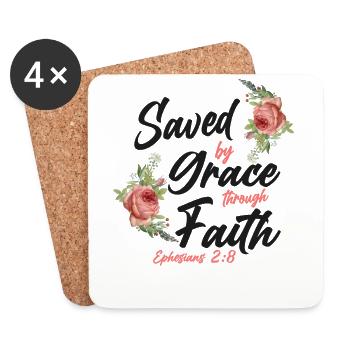 Christian Bible Verse Quote Rose - Untersetzer (4er-Set) - Weiß - Vorne