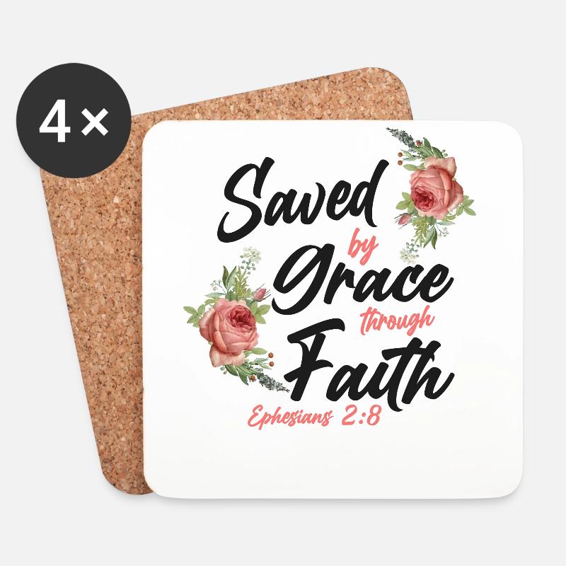 Christian Bible Verse Quote Rose - Untersetzer (4er-Set) - Weiß