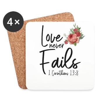 Christian Bible Verse Quote Rose - Untersetzer (4er-Set) - Weiß - Vorne