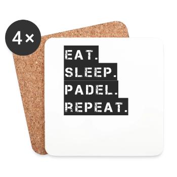 Padel Tennis - eat sleep padel repeat - Coasters (set of 4) - white - Front